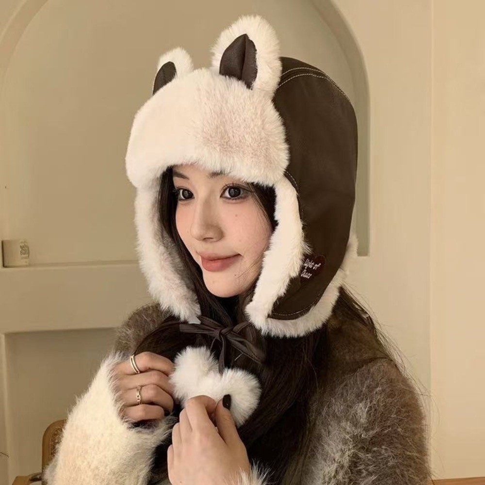 Trapper Hat Ear Flap - クラシックなフェイクレザーのベアイヤートラッパーハット、耳当て付き防寒冬用暖かいポンポンハット、防風ウシャンカハット、スキー用
