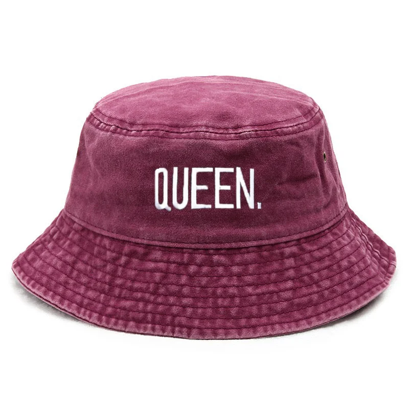 Bucket Hat Cotton - カスタマイズ可能なクイーンウォッシュドヴィンテージバケットハット、ニューカップルレター刺繍入りヒップホップスタイルハット、アウトドアコットンファッションフィッシングキャップ