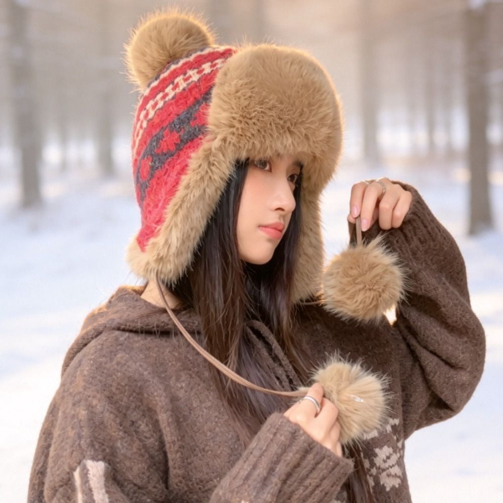 スタイリッシュなポリエステル製ニットトラッパーハット ポンポ - Trapper Hat Ear Flap のレビューと価格