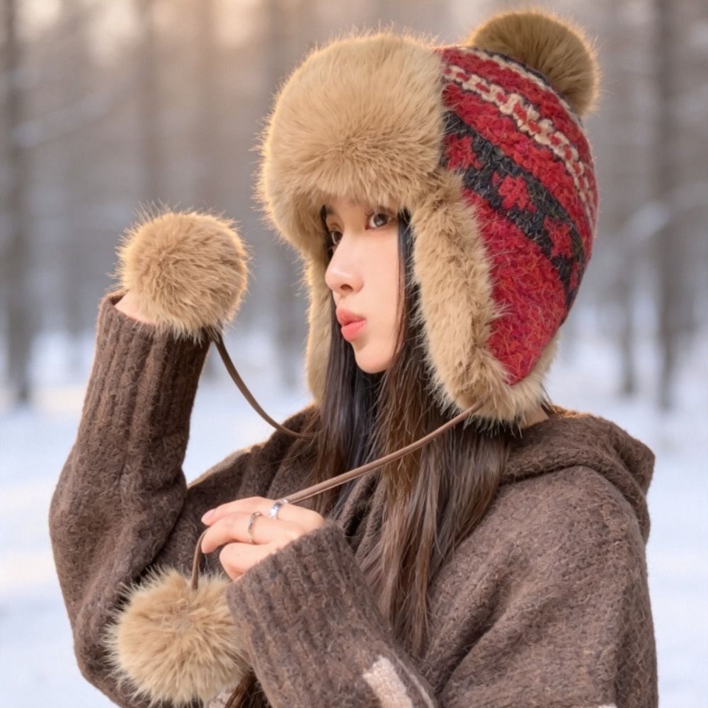 スタイリッシュなポリエステル製ニットトラッパーハット ポンポ - Trapper Hat Ear Flap のレビューと価格